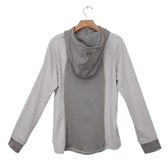 Under Armour Hoodie Jacket Womens XL Gray Fitted Full Zip Thumbhole Athleisure - Picture 5 of 13